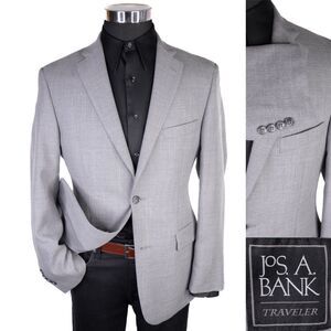 Jos A Bank 40R Tailored Fit Traveler Sport Coat Blazer Jacket Wool 2 Button EUC